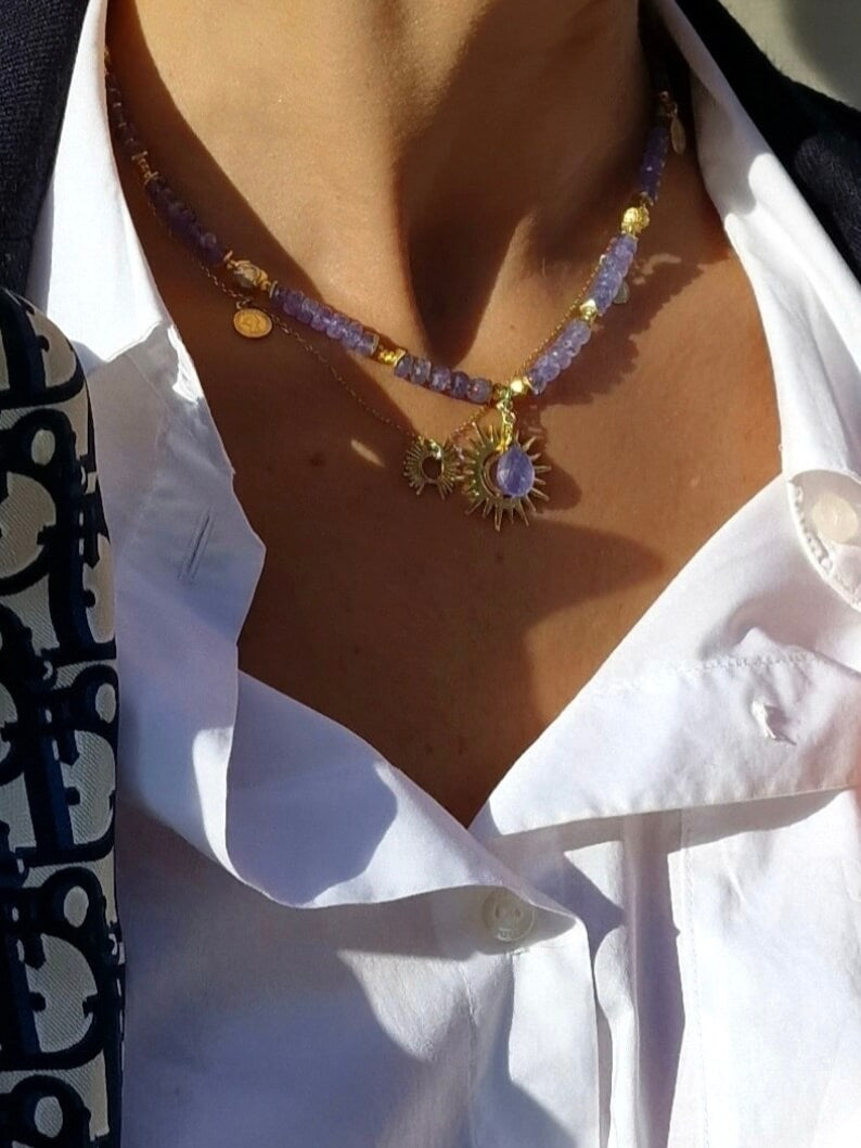 Naszyjnik z Tanzanitu z Zawieszką - Moneta