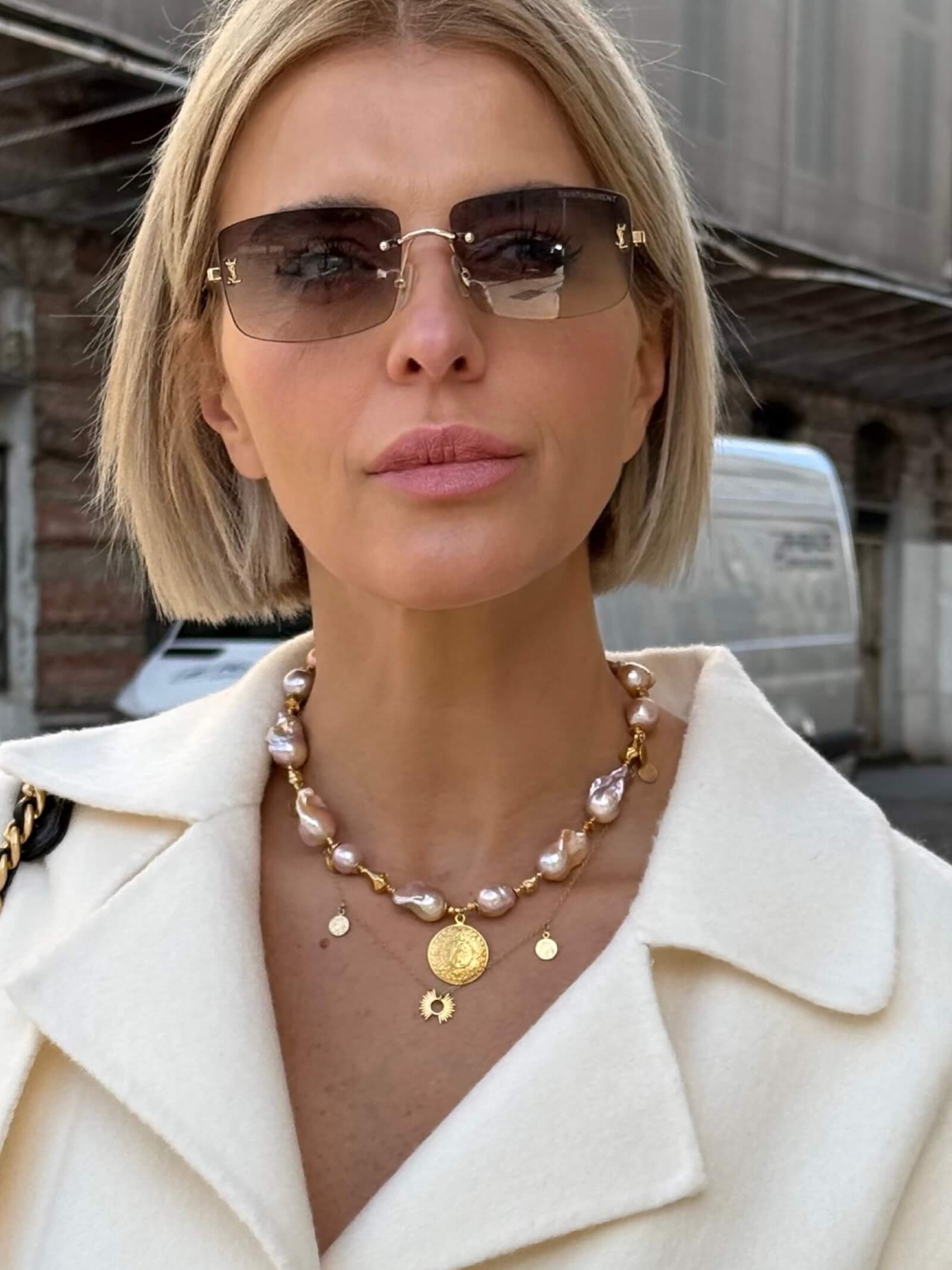 Naszyjnik z Różowych Pereł Barokowych z Pozłacaną Zawieszką - ULASIENICKA