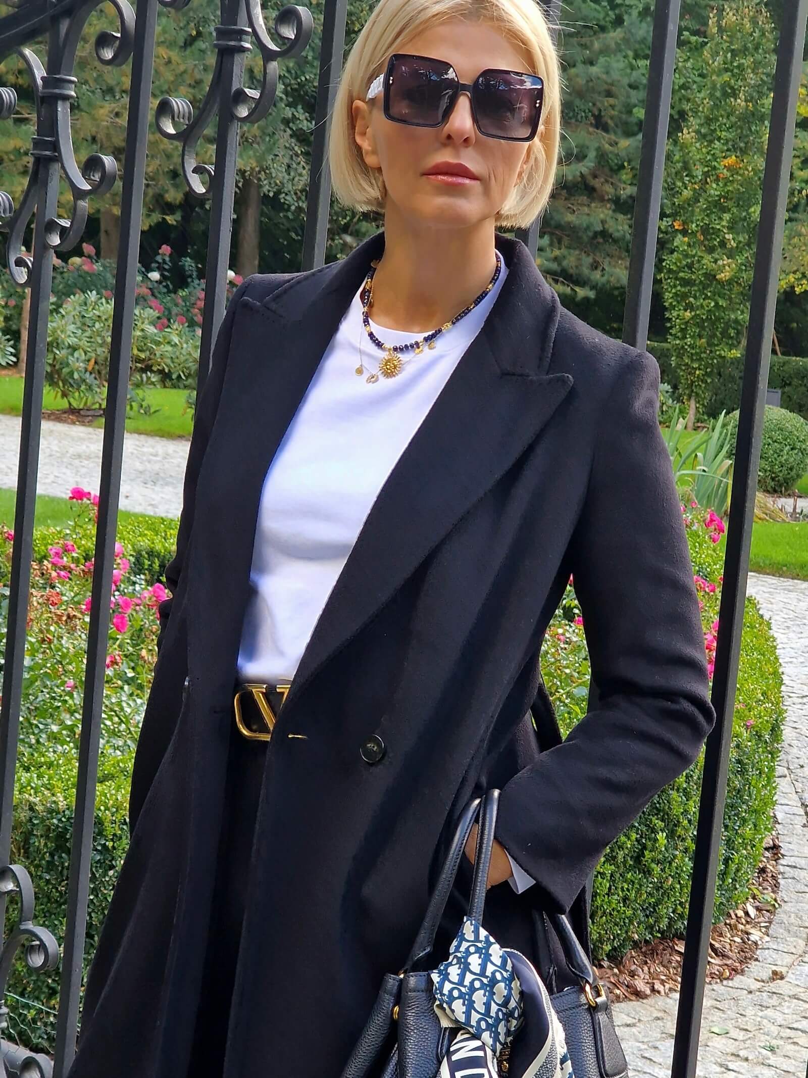 Naszyjnik z Granatowych Szafirów z Zawieszką - Słońce