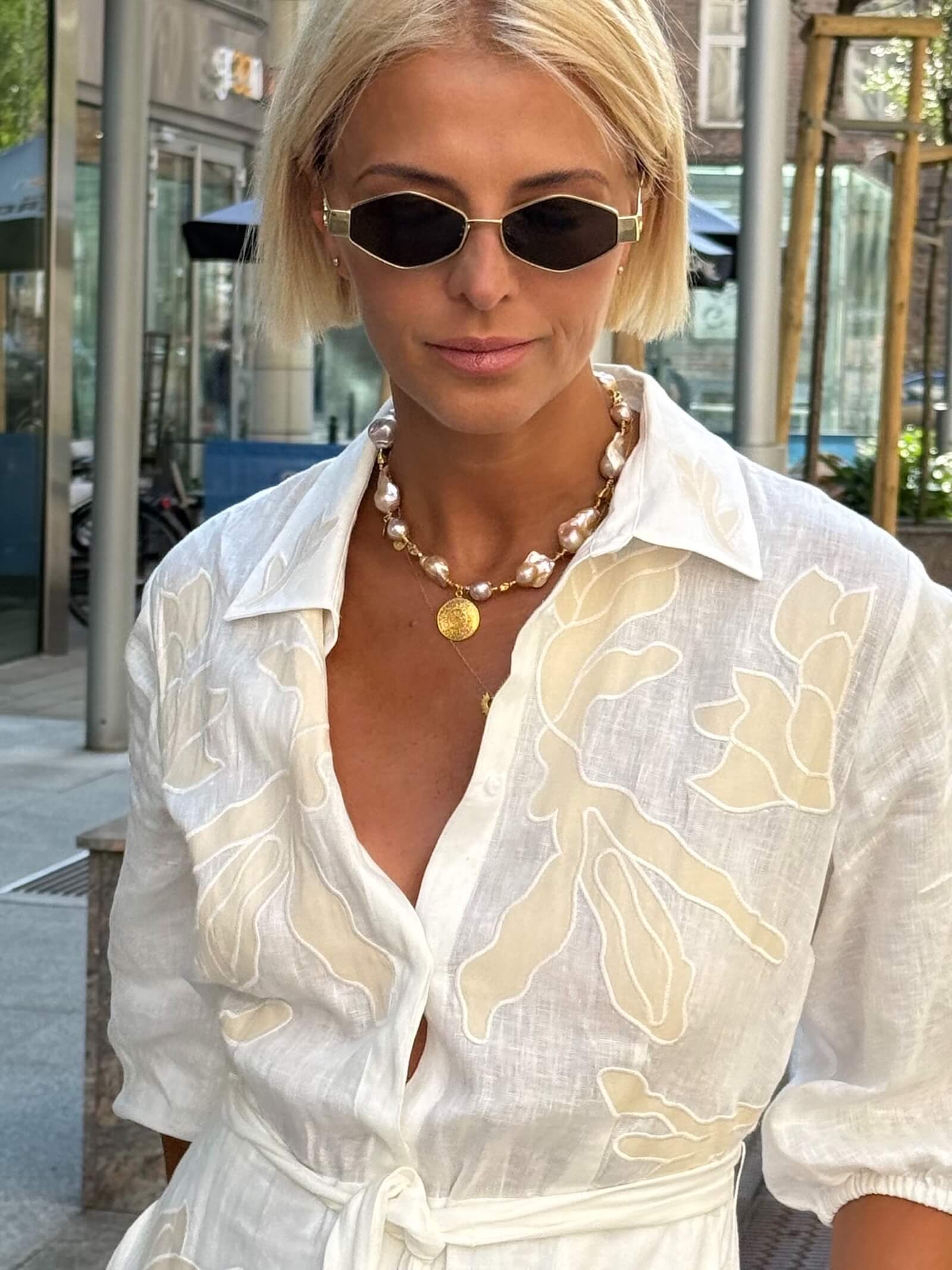 Naszyjnik z Różowych Pereł Barokowych z Pozłacaną Zawieszką - ULASIENICKA