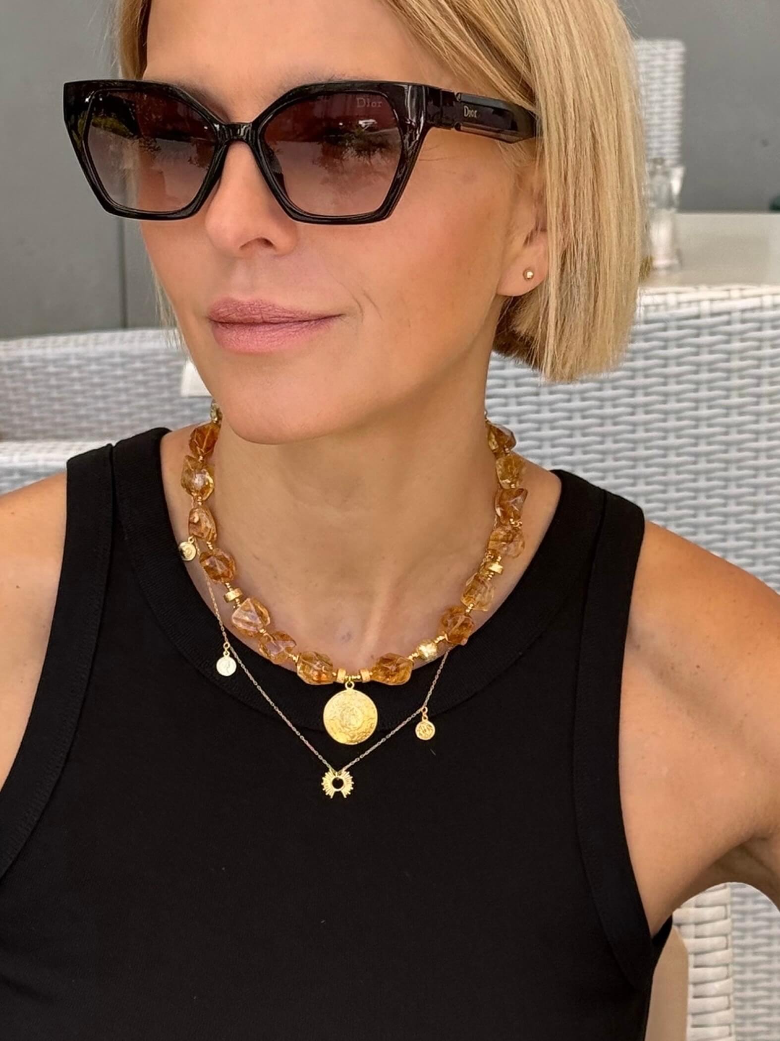 Naszyjnik z Cytrynów z Zawieszką - Moneta Azteków