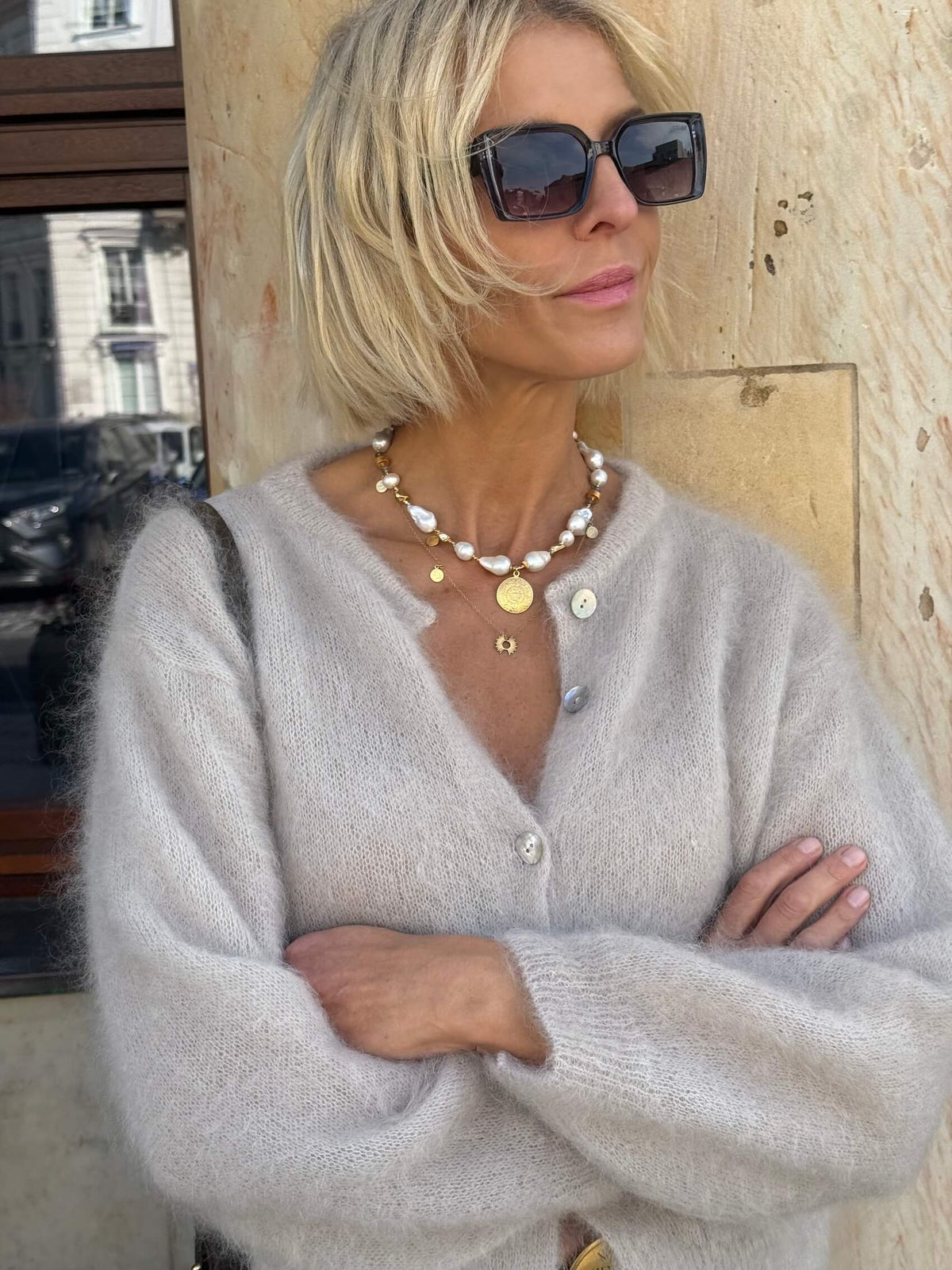 Small Baroque Pearl Necklace with Aztec Coin Pendant