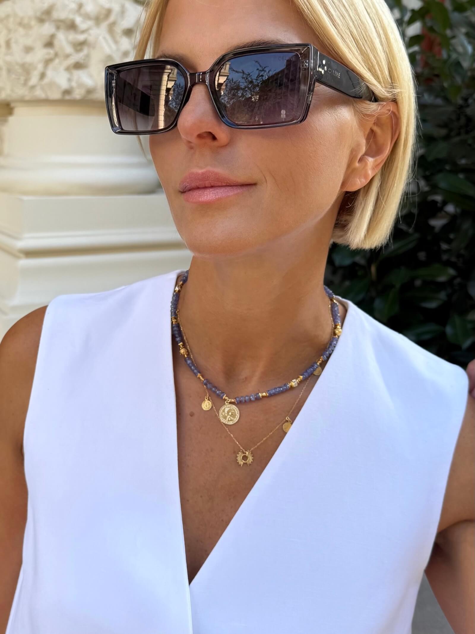 Naszyjnik z Tanzanitu z Zawieszką - Moneta