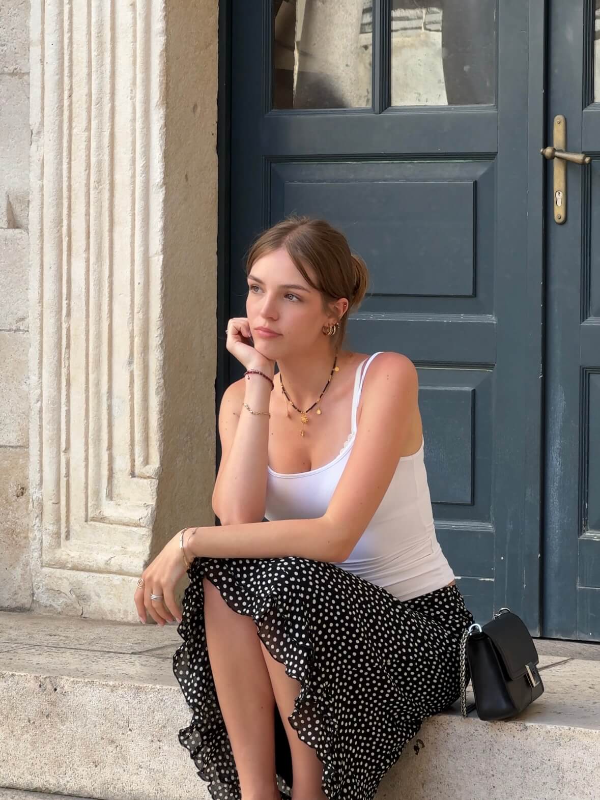 Black and Gold Necklace with Pendant - Sun