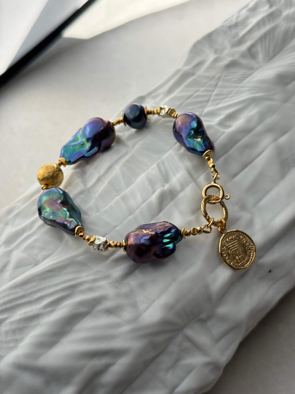 Graphite Baroque Pearl Bracelet