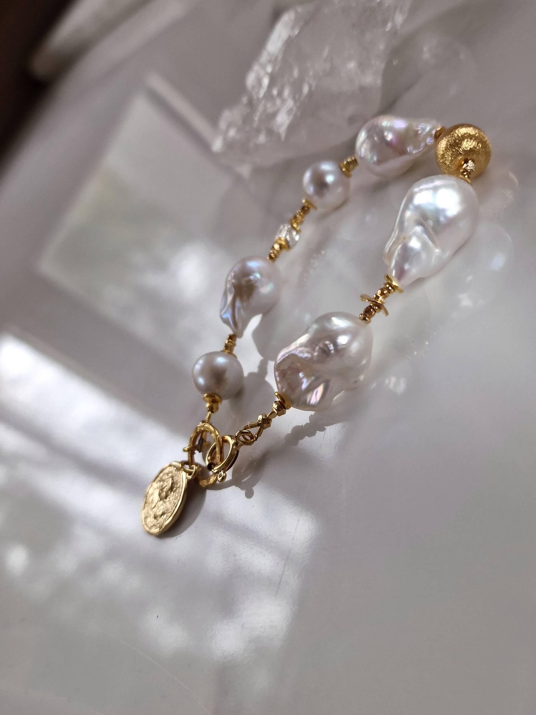 Bransoletka z Białych Pereł Barokowych