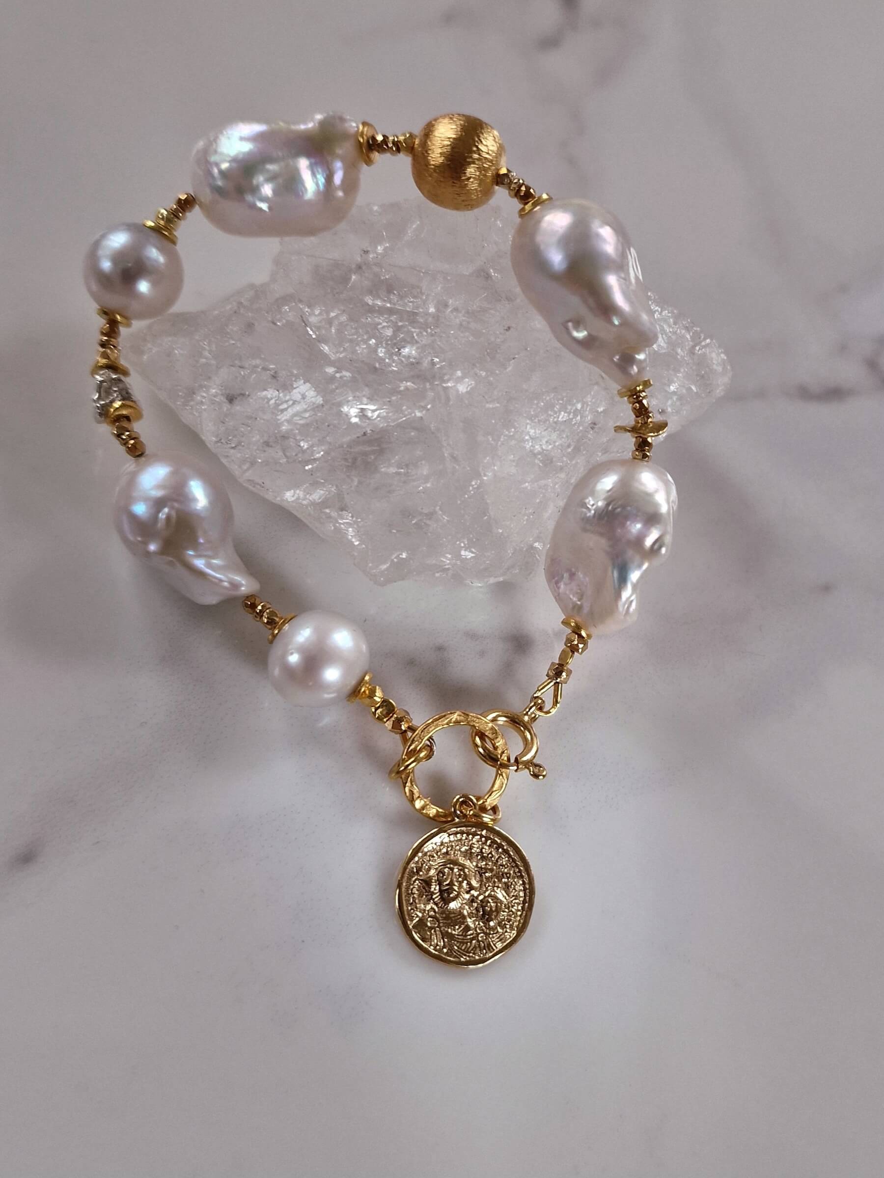 Bransoletka z Białych Pereł Barokowych