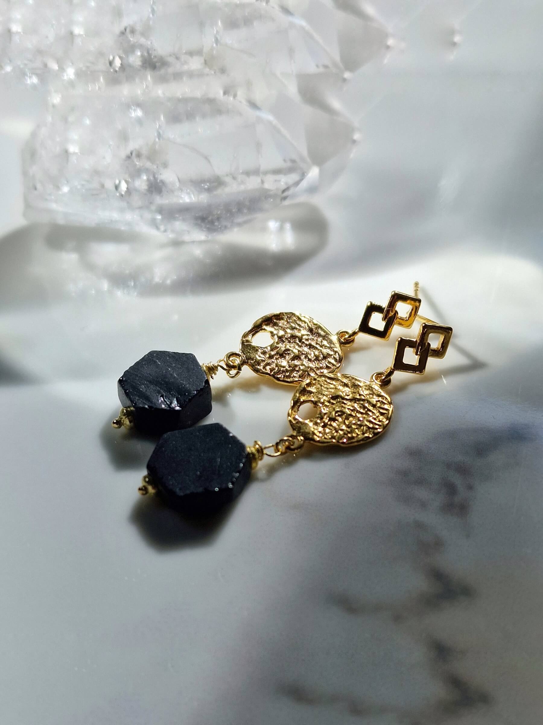 Kolczyki z czarnym turmalinem