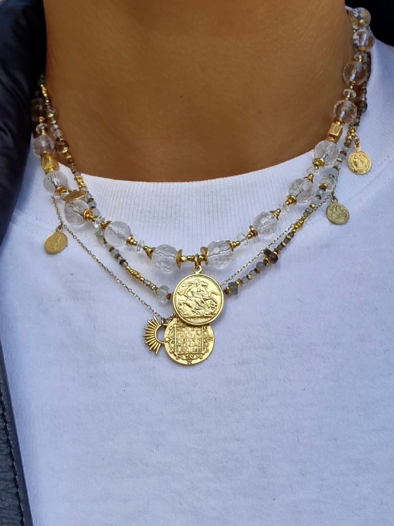 Zestaw Naszyjników z Kryształem Górskim