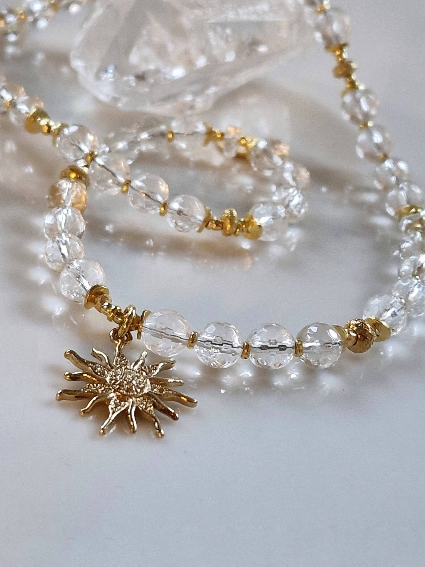 Naszyjnik z Kryształu Górskiego z Zawieszką - Słońce