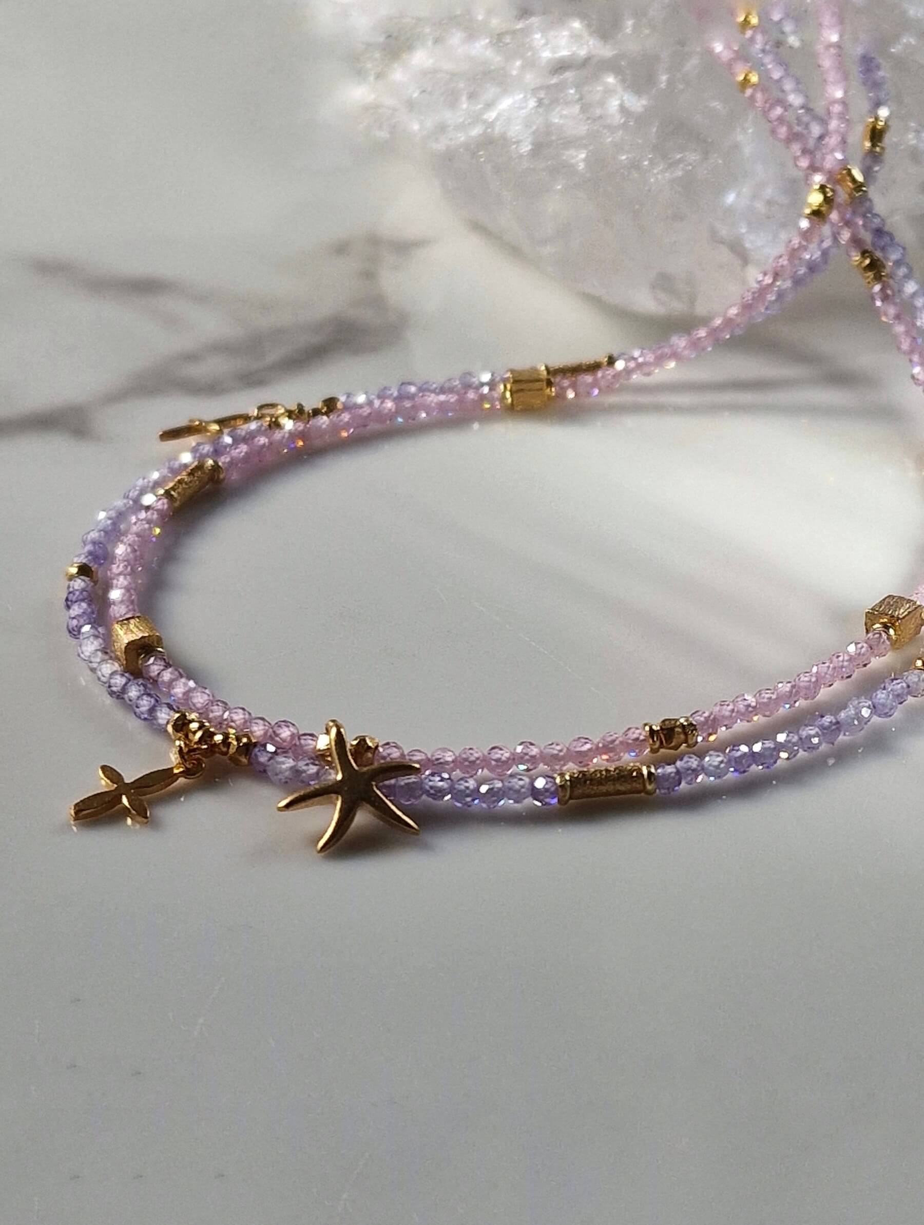 Zestaw Naszyjników z Różowym Topazem