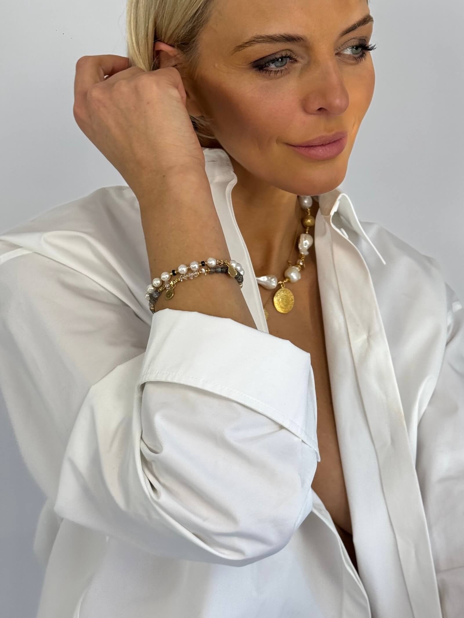 Bransoletka z Pereł z Turmalinem