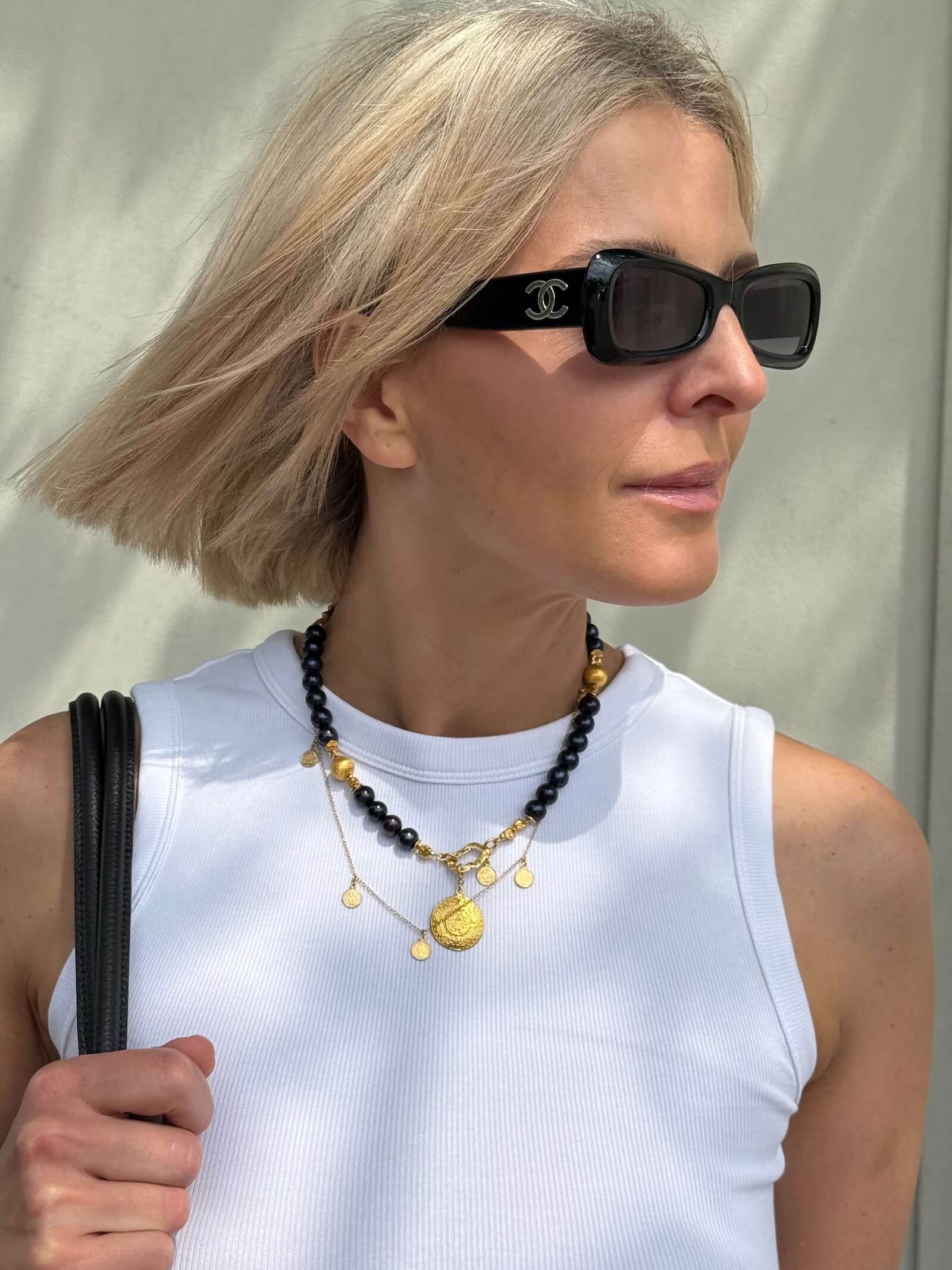 Choker z Czarnych Pereł z Dopinaną Zawieszką