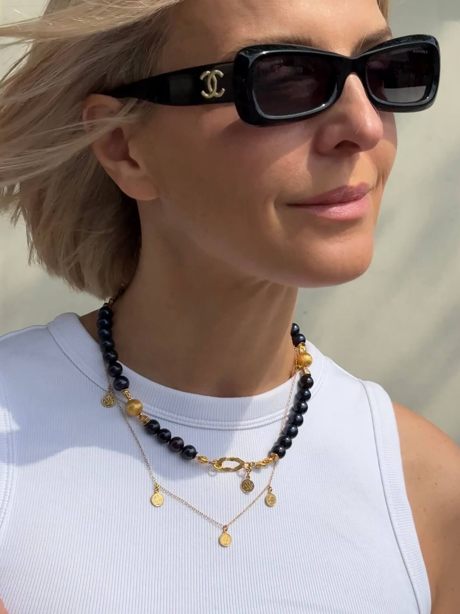Choker z Czarnych Pereł z Dopinaną Zawieszką