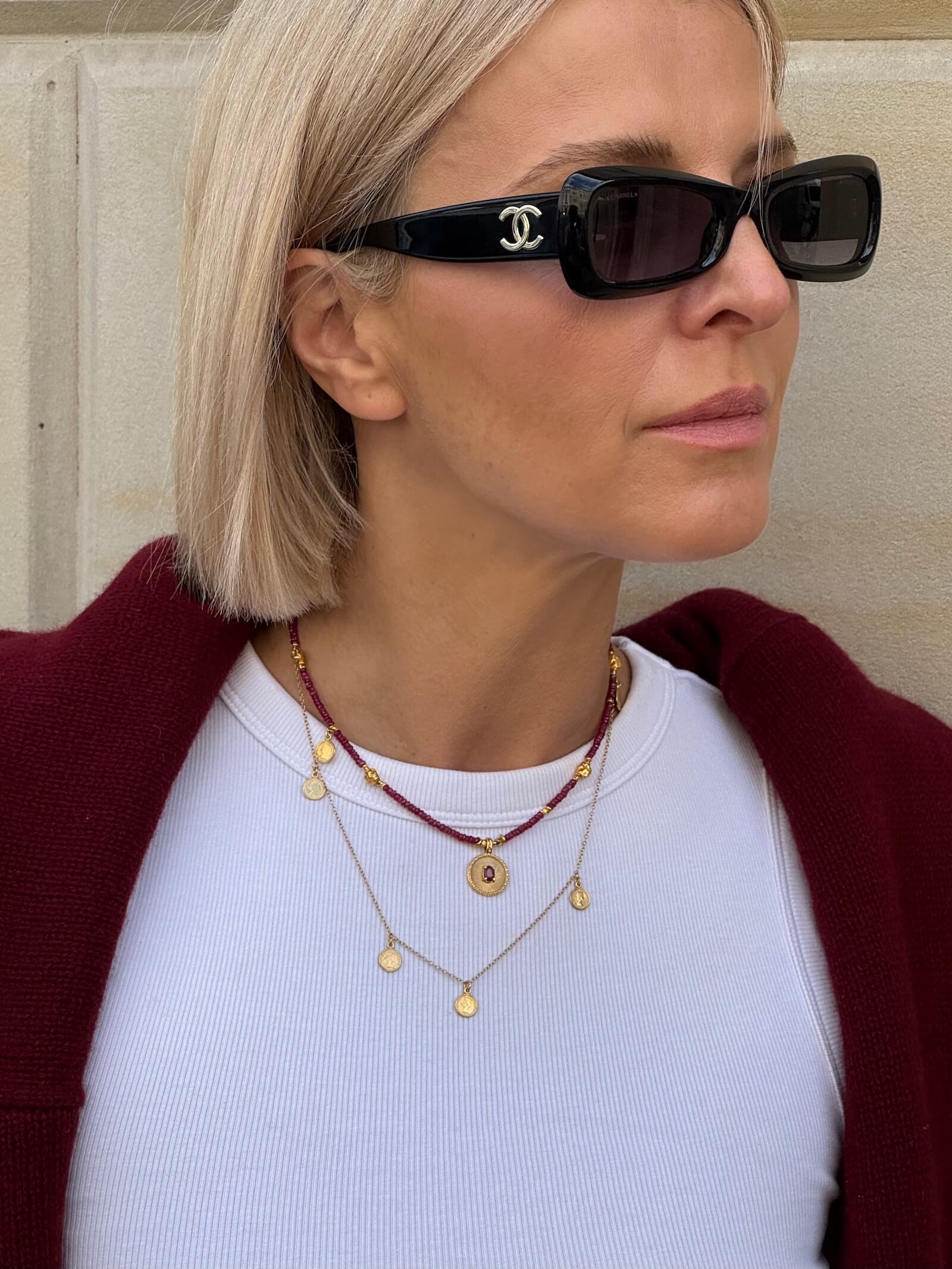 African Ruby Necklace with Round Ruby Pendant