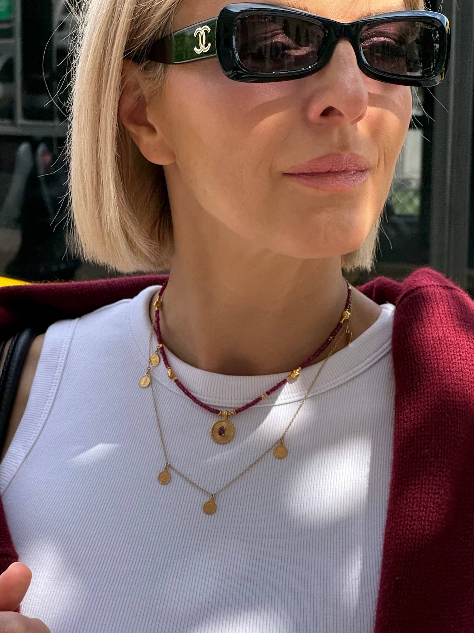 African Ruby Necklace with Round Ruby Pendant