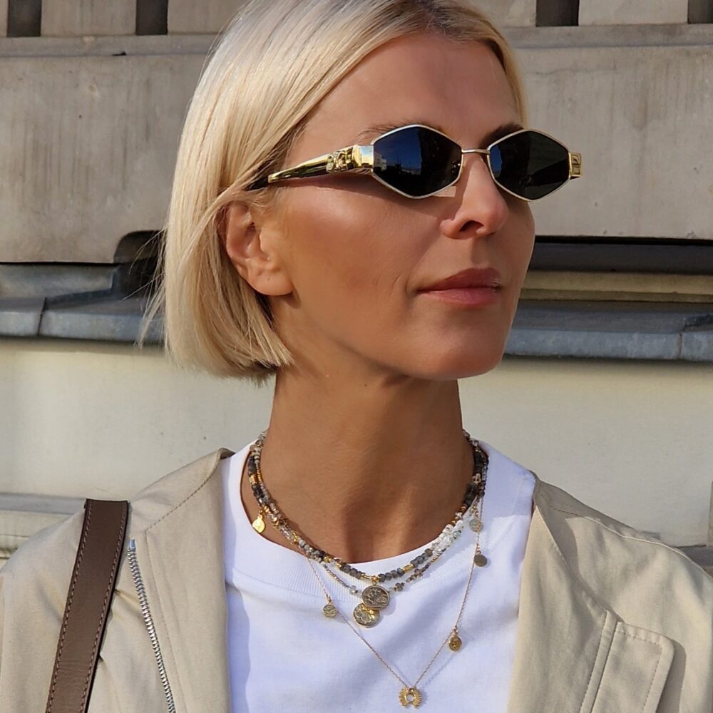 Naszyjnik z Labradorytów i kryształów górskich