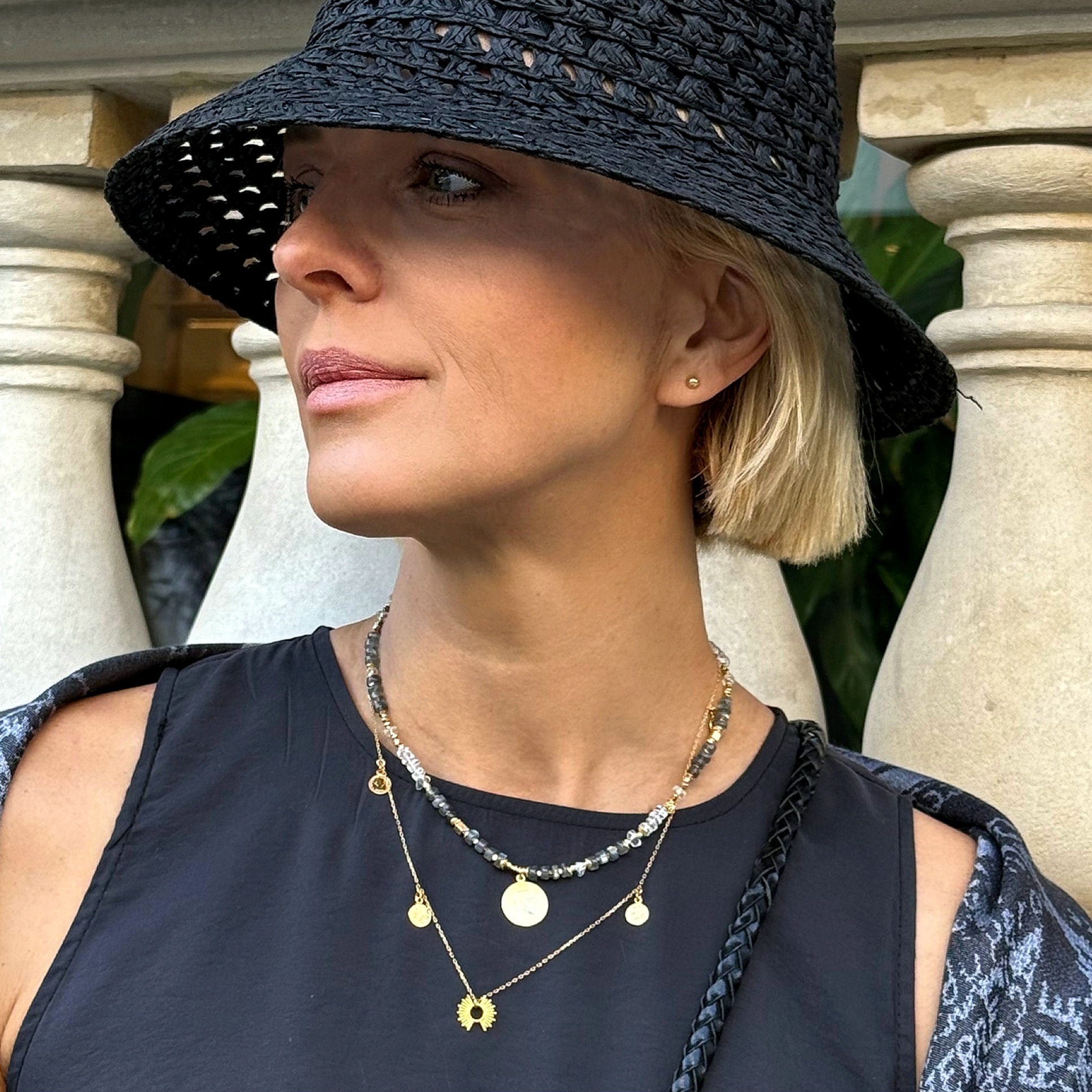 Naszyjnik z Labradorytów i kryształów górskich - obrazek 2