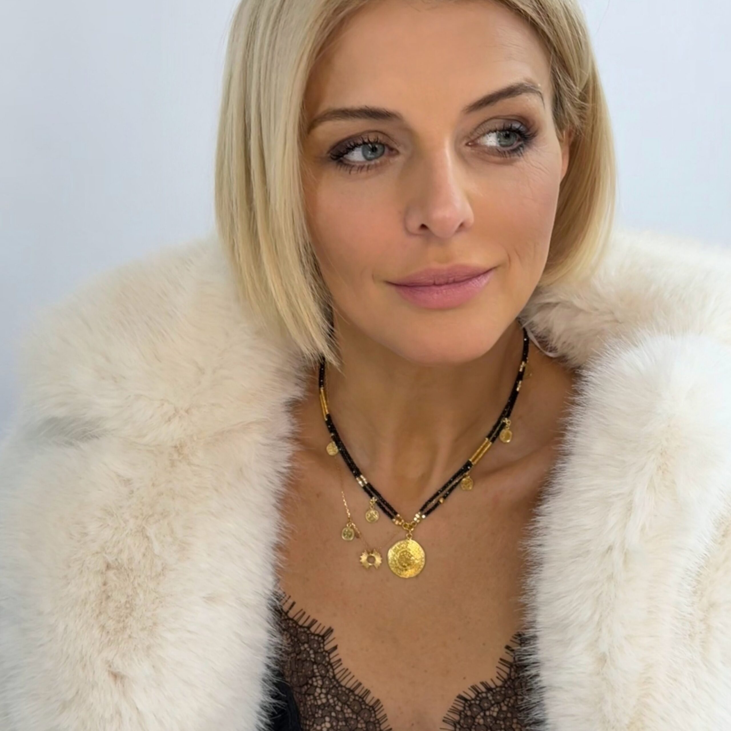 Naszyjnik Podwójny Czarno Złoty z Monetą Azteków - obrazek 17